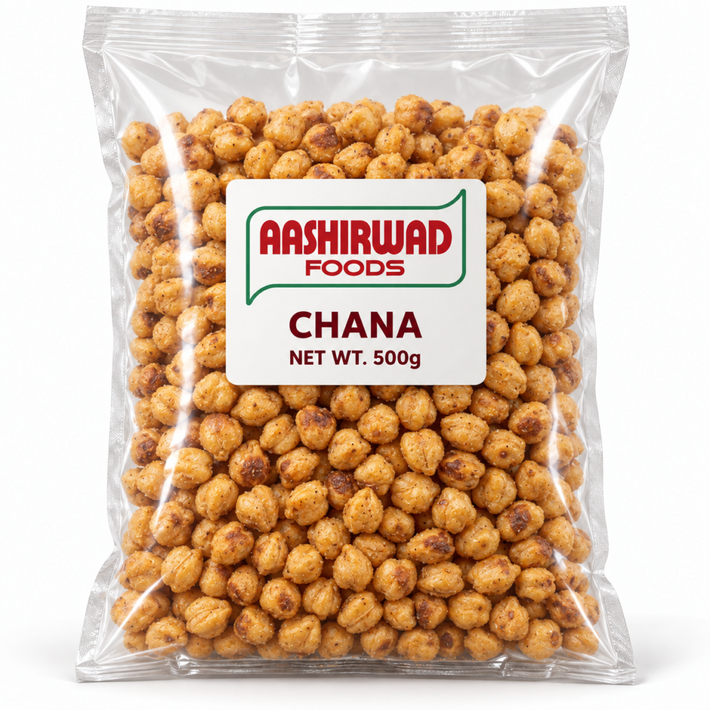 Aashirwad Foods Chana 500g transparent pouch mockup